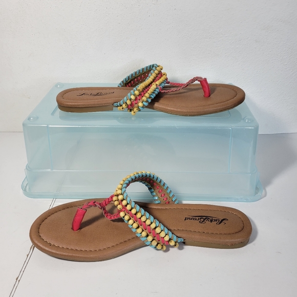 Womens Lucky Brand Beaded Flip Flop Sandal Leather Size 7 - Picture 4 of 7
